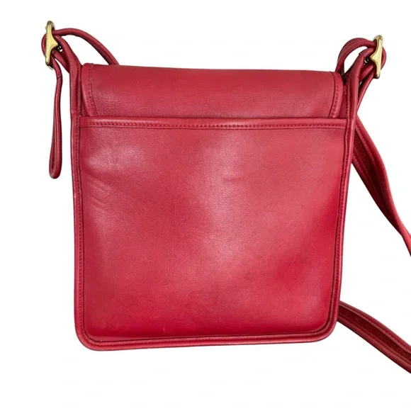 Rare Coach Vintage Red Leather Flap Bag Messenger Y2K Shoulder Bag Crossbody - Picture 6 of 17
